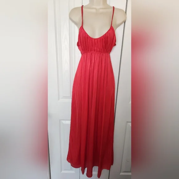 Vintage Medium 60s 70s Red Kayser 100% Nylon Slip Dress Nightgown - Picture 1 of 7